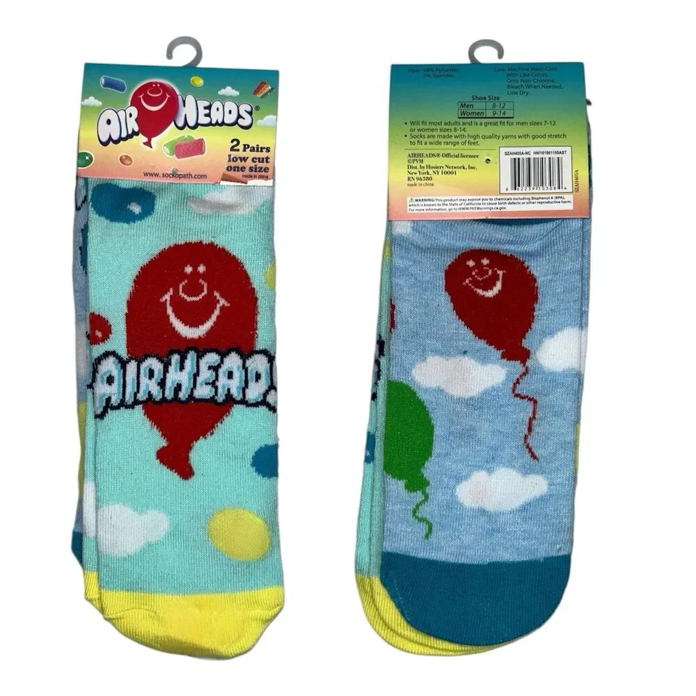 1x Airheads Candy Low Cut Novelty Adult Socks One Size 2 Pairs